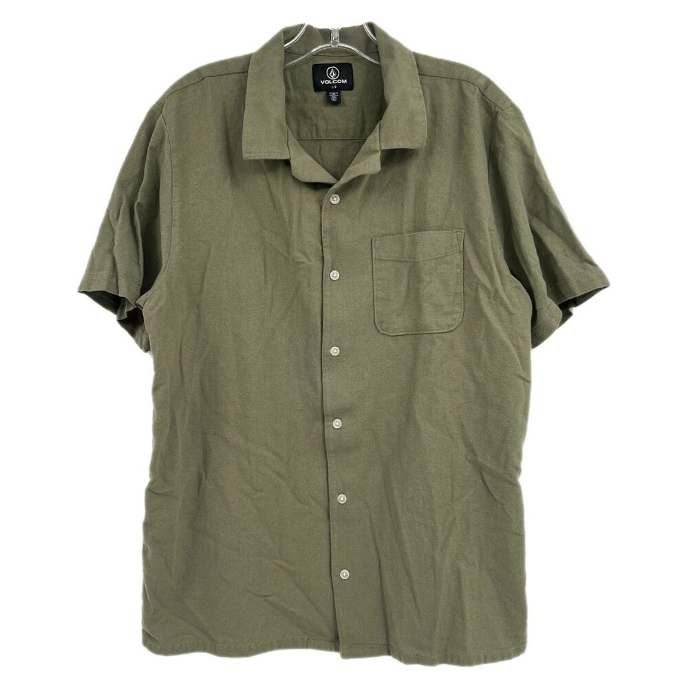 Volcom Green Short Sleeve Button-Up Shirt | Size L